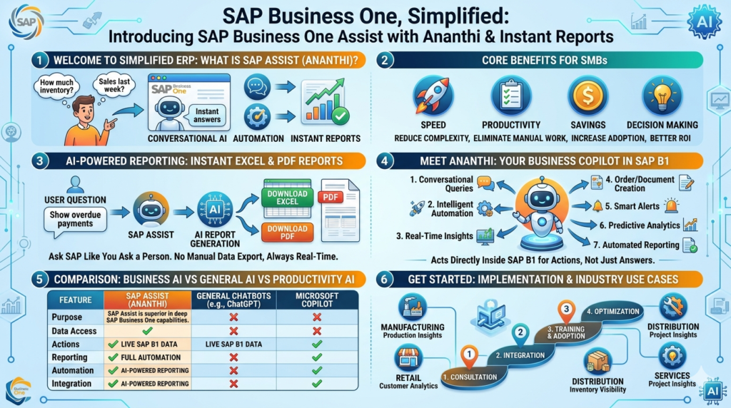 AI chatbot for SAP Business One , SAP B1 AI assistant, SAP Business One automation , AI-powered SAP B1 reporting , SAP Business One predictive analytics , SAP Business One inventory forecasting , SAP Business One order automation , SAP B1 RPA automation , ERP chatbot, sap business one ai agent , sap business one and ai , best ai for sap business one , does sap business one have ai