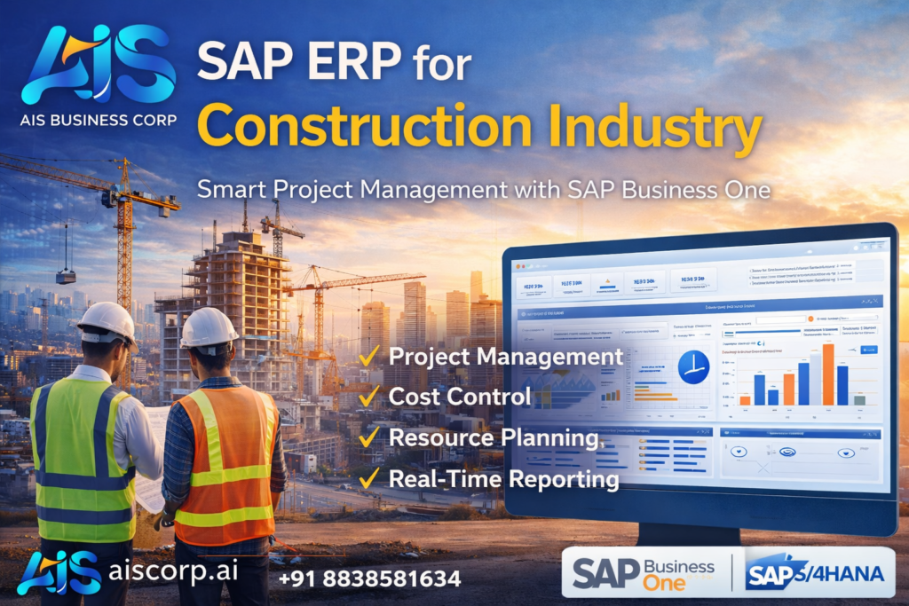 SAP ERP for construction industry – trusted SAP implementation partner offering SAP Business One and SAP S/4HANA solutions for project management, cost control, and resource planning by AIS Business Corp