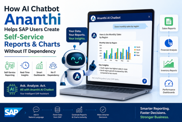 AI Chatbot Ananthi, ERP reporting software, ERP analytics solution, AI business intelligence, Smart SAP dashboards, SAP workflow automation, Automated SAP reports, Enterprise AI chatbot, AI-driven ERP reporting AI chatbot solutions in Chennai, SAP support services in Chennai, ERP analytics solutions in Bangalore, SAP automation services in India, AI-powered dashboards for SAP users, How to automate SAP reports using AI, AI assistant for ERP reporting