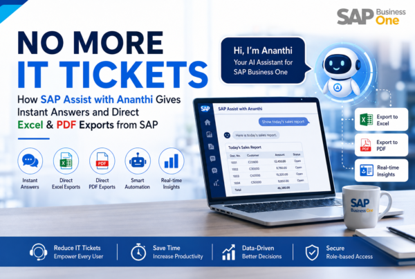 SAP Assist with Ananthi, AI chatbot for SAP Business One , SAP B1 AI assistant , SAP Business One automation , AI-powered SAP B1 reporting , SAP Business One predictive analytics , SAP Business One inventory forecasting , SAP Business One order automation , SAP B1 RPA automation ,