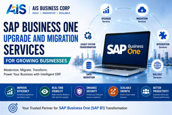 SAP Business One upgrade and migration services by AIS Business Corp for growing businesses with ERP modernization, SAP B1 integration, legacy system migration, and intelligent business transformation