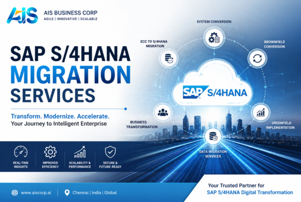 SAP S/4HANA migration services by AIS Business Corp for enterprise digital transformation, SAP ECC migration, brownfield conversion, greenfield implementation, and system conversion